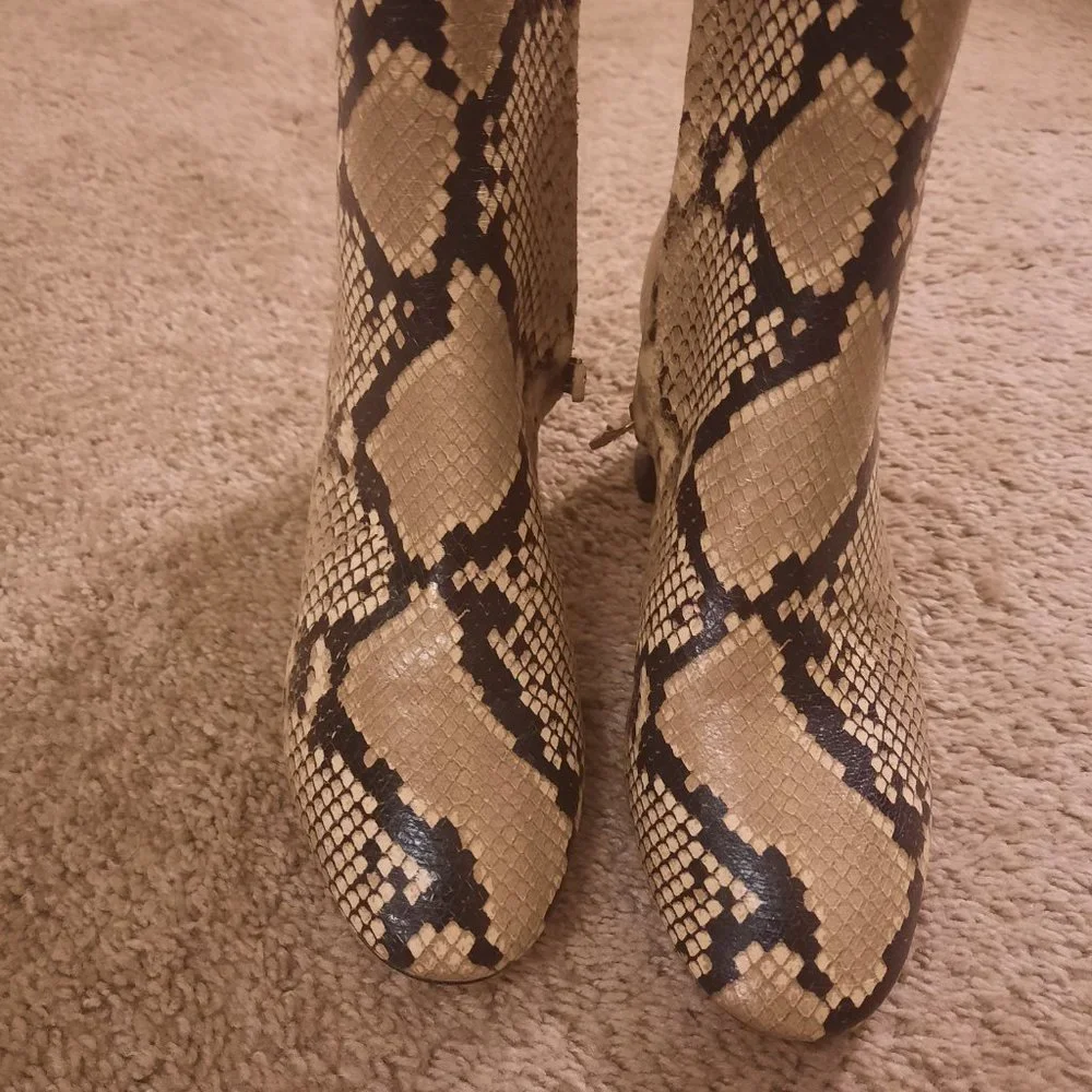 Tory Burch  Roccia Snakeskin Leather Ankle Boots - Picture 2 of 6
